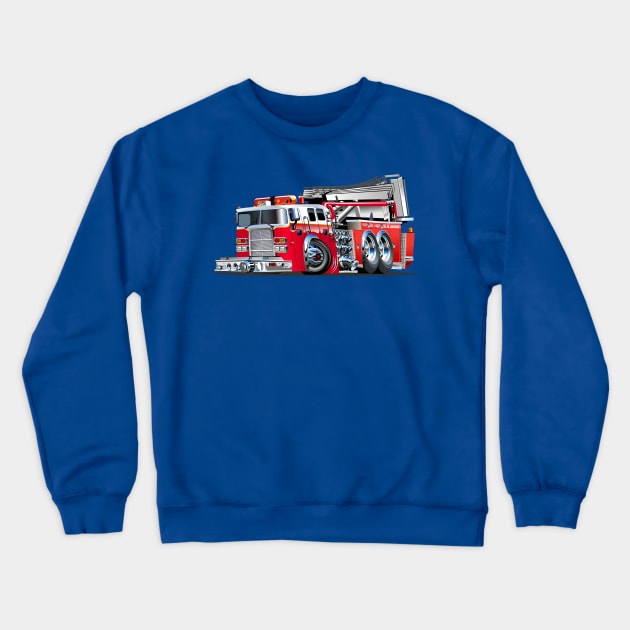 Cartoon Fire Truck Crewneck Sweatshirt by Mechanik